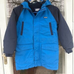 Boys 8 Lands' End Waterproof Kids' Blue Hooded Winter Ski Coat